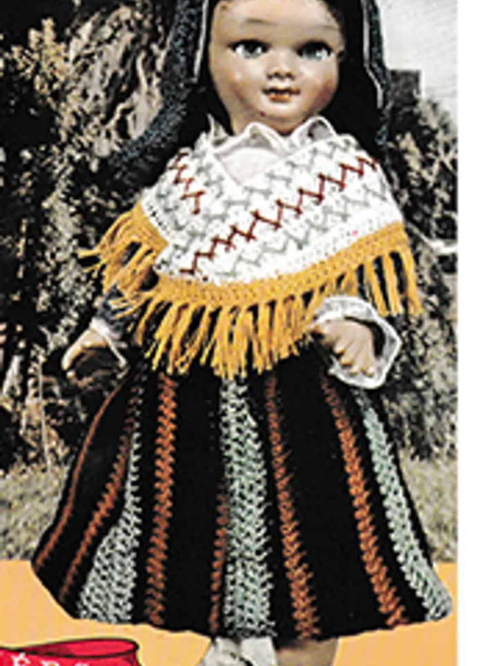 Vintage Crochet Pattern Dress for Doll Pyrénées-Béarn Doll Pattern Digital Download PDF