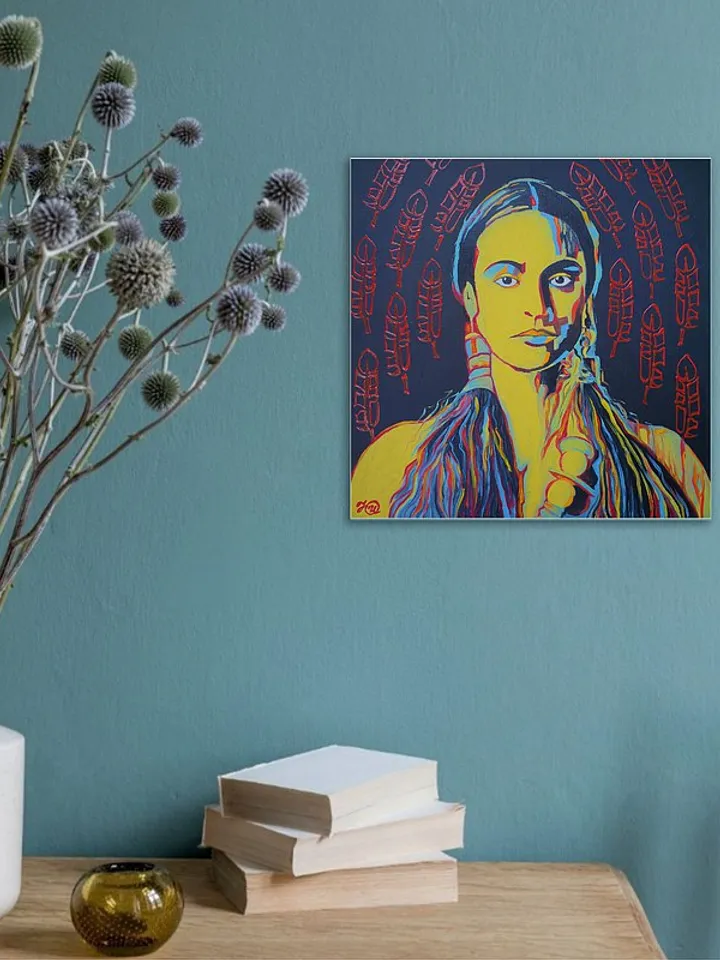 Native American Painting Woman Original Art Pocahontas Wall Art Portrait Artwork