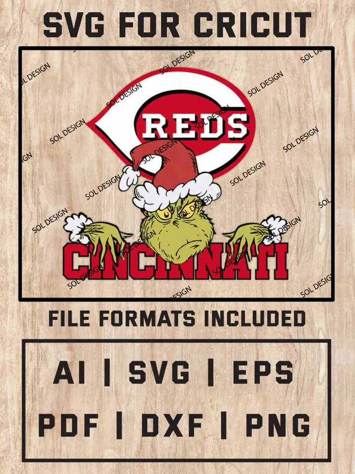 Grinch Cincinnati Reds SVG, MLB SVG Design, MLB Cincinnati Reds Logo SVG, MLB Reds Cricut, Christmas Svg, Grinch svg, Digital Download