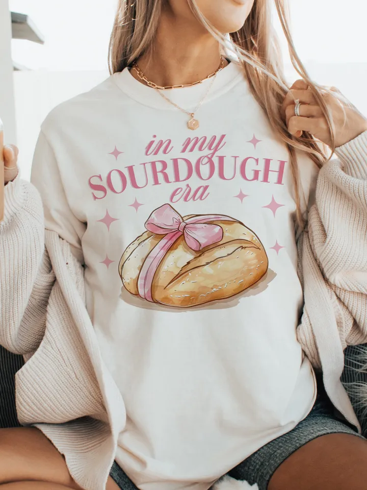 In My Sourdough Era Pink Bow PNG Sublimation File, Wake And Bake, Trendy Aesthetic Shirt Design, Coquette Png, Watercolor Png