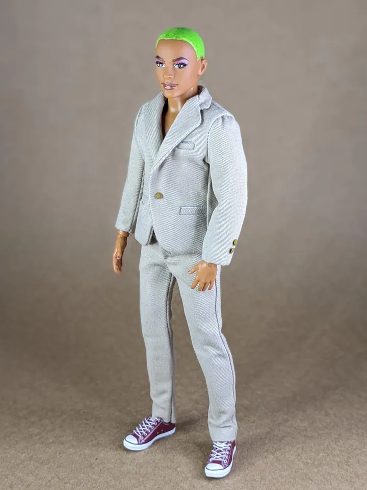 Classic beige suit for 12-inch fashion male dolls