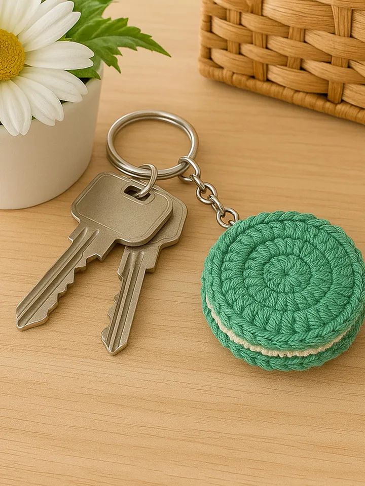 Crochet Macaron Keychain Pattern, Amigurumi Cookie Keyring PDF, DIY Cute Dessert Plush, Handmade Sweet Treat Charm, Instant Download