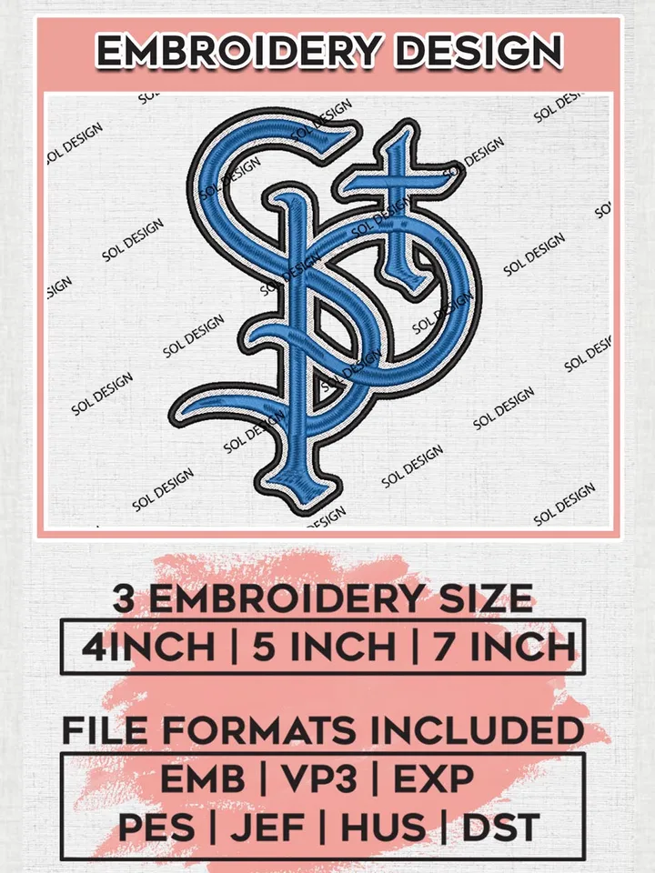 MiLB St. Paul Saints Embroidery Design Files, MiLB St. Paul Saints Logo, Minor League Baseball Logo Embroidery Designs, MiLB embroidery designs, Machine embroidery designs, Digital Download