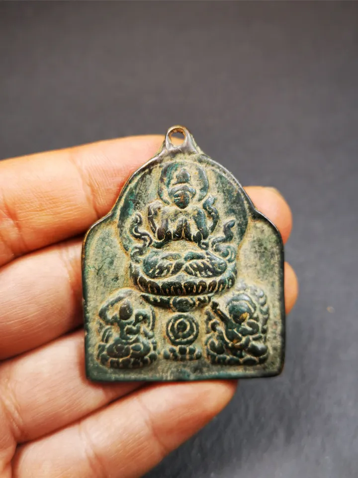 Gandhanra Tibetan Buddha Statue,Three Great Bodhisattvas,Chenrezig,Manjushri,Vajrapani,40 Years Old