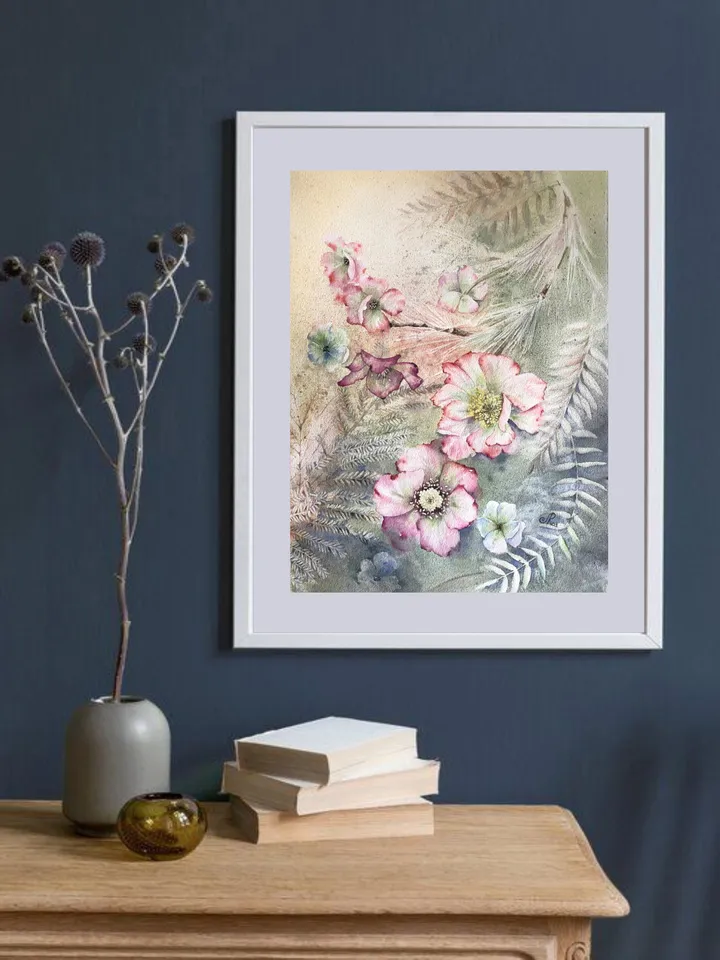 Wildflowers Original Painting Floral Watercolor Painting Neutral Beige Floral Art