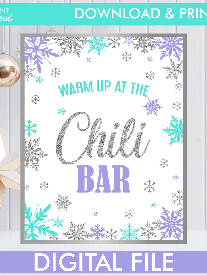 Winter Onederland Signs, Winter Onederland Birthday Girl Decorations, Purple Teal Snowflakes First Birthday Decorations Instant Download