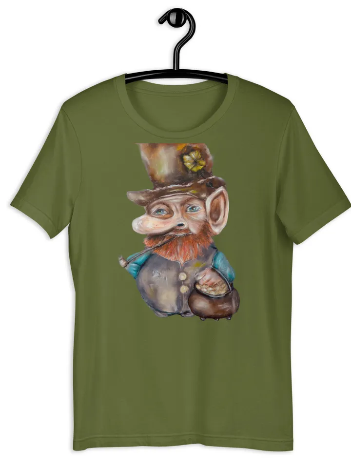 Leprechaun Unisex t-shirt made with my original painting,handmade humorous designer t shirts,unique st patrick day gifts.