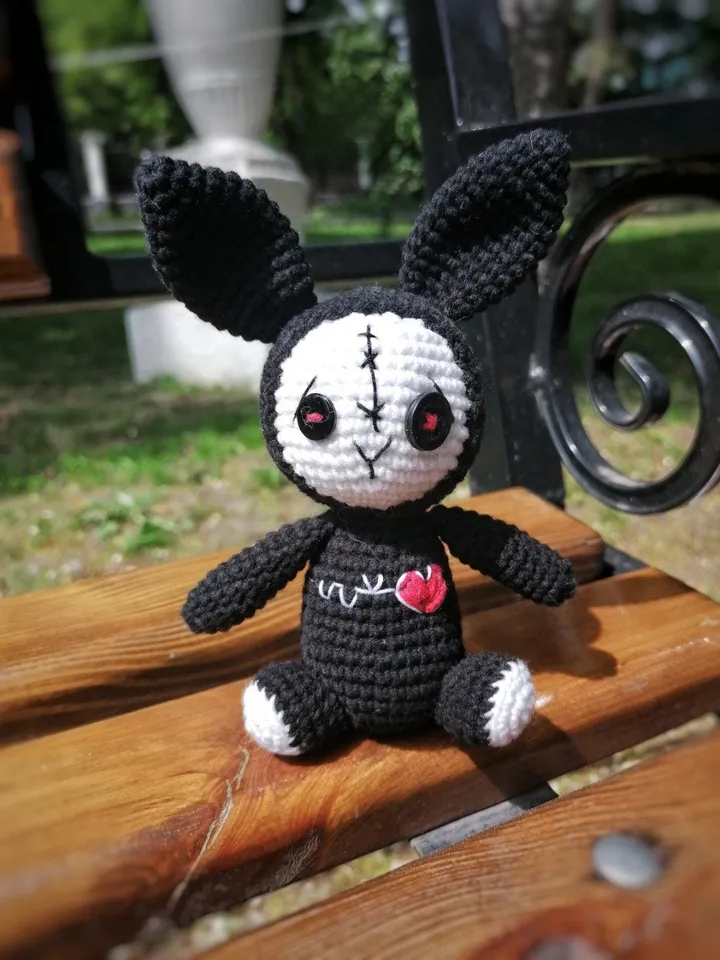 PDF Crochet small Voodoo Bunny Amigurumi Pattern button eyes, Crochet halloween Halloween Crochet Pattern Zombie pattern Monster toy pattern