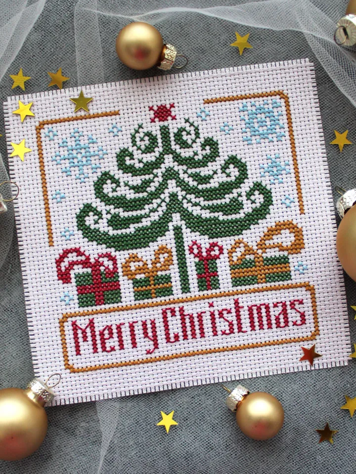 Cross stitch pattern Merry Christmas, easy cross stitch pattern PDF