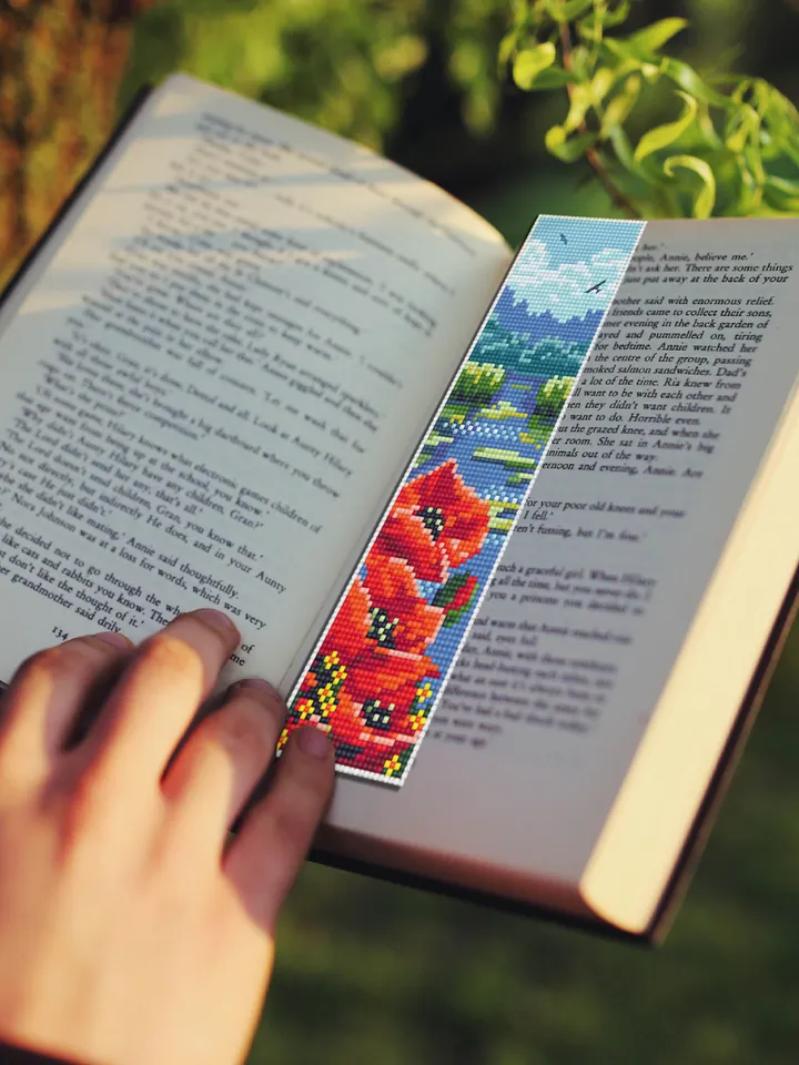 Nature bookmark cross stitch pattern digital PDF Modern handmade bookmark embroidery beginners Instant download Gift for book lover #B7