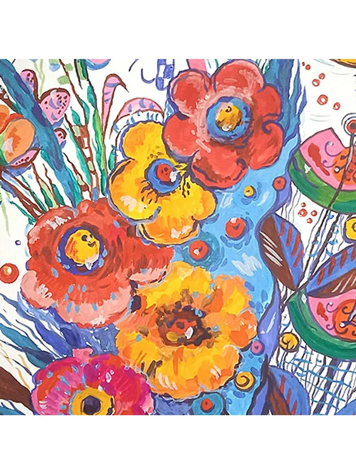 Kandinsky Flowers Style Abstract Original Art Floral Artwork Kandinsky Painting 16.5 by 11.5 Above Sofa Art by TatianaArtShop