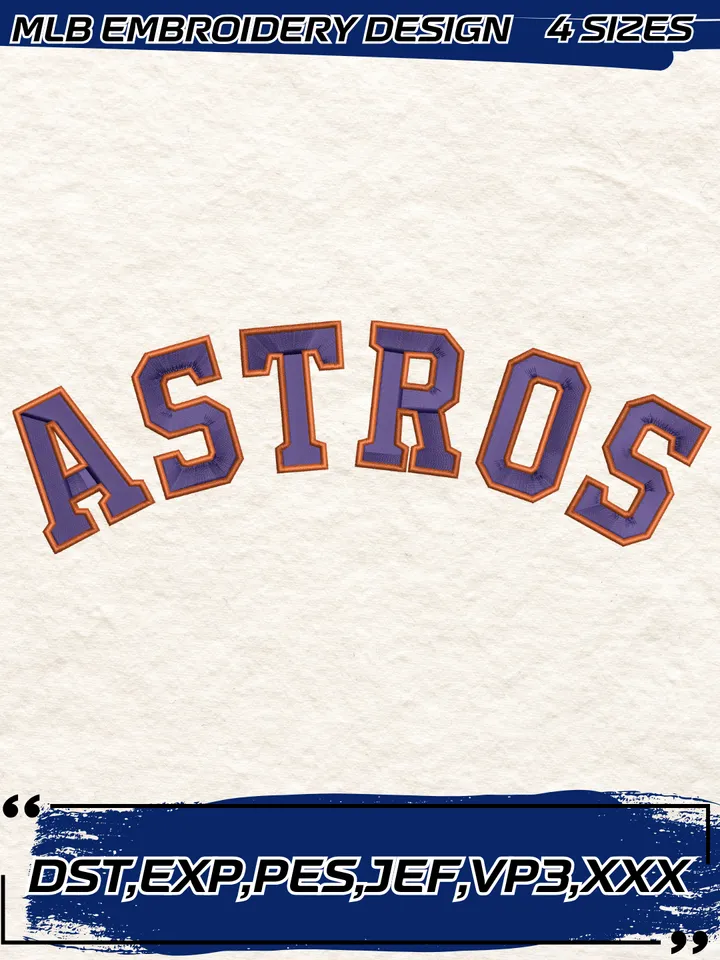 Houston Astros Jersey Logo Embroidery Design,MLB Embroidery Design,Machine Embroidery Design File,4 Sizes, Digital Download