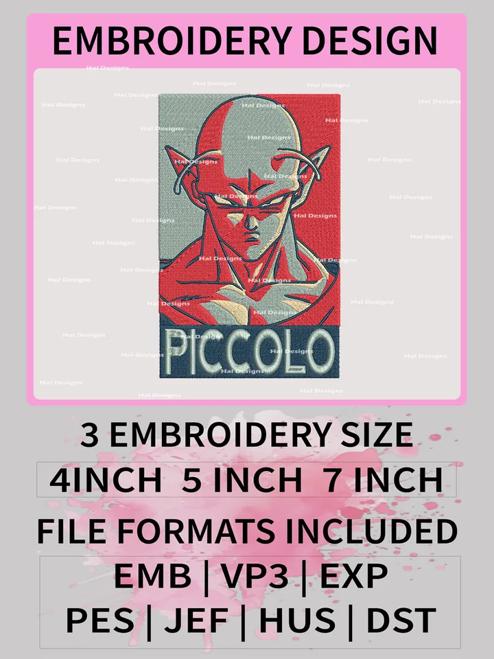 Piccolo Embroidery Designs, Dragon Ball Logo Embroidery Files, Machine Embroidery Pattern, Digital Download
