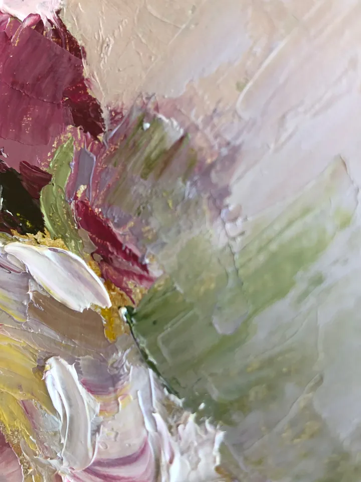 Bouquet of peonies flowers original oil painting hand painted modern impasto painting wall art 6x9 inches