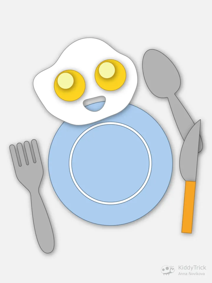 Felt Tableware with a fried egg - Sewing Pattern