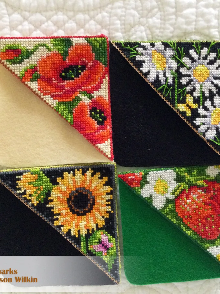 Corner bookmark chamomile cross stitch pattern PDF download Chamomile flowers cross stitch chart, Floral bookmark corner digital PDF #B205
