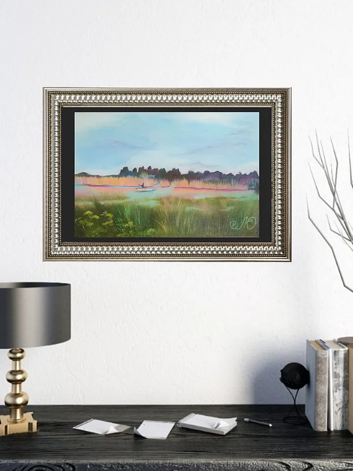 Marsh Painting Row Boat Original Art Low Country Wall Art Seascape Oil Painting