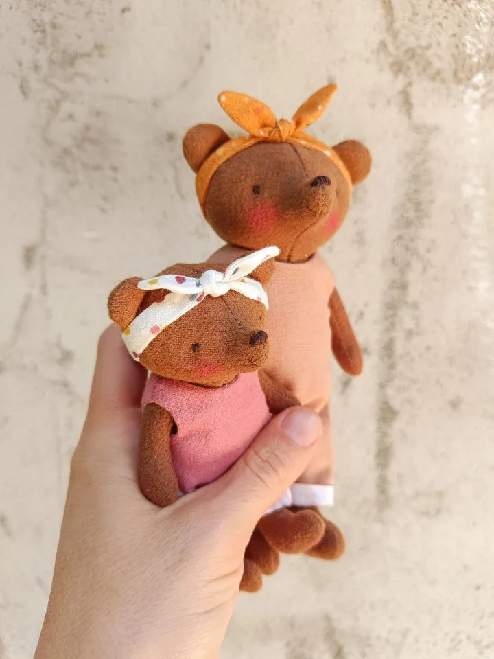 Mini Teddy Bears Sewing Pattern & Tutorial - DIY Family of Bears, Soft Mini Toys, Clothes Pattern For Bear, 6 Inches Bear, Mini Bear, Baby Bear, Pocket Teddy Bear