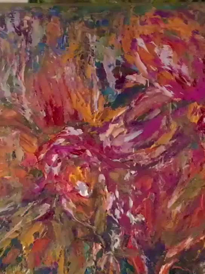 Orange orchids oil painting,original impasto impressionistic style oil heavy textured painting on stretched canvas,flowers canvas art.