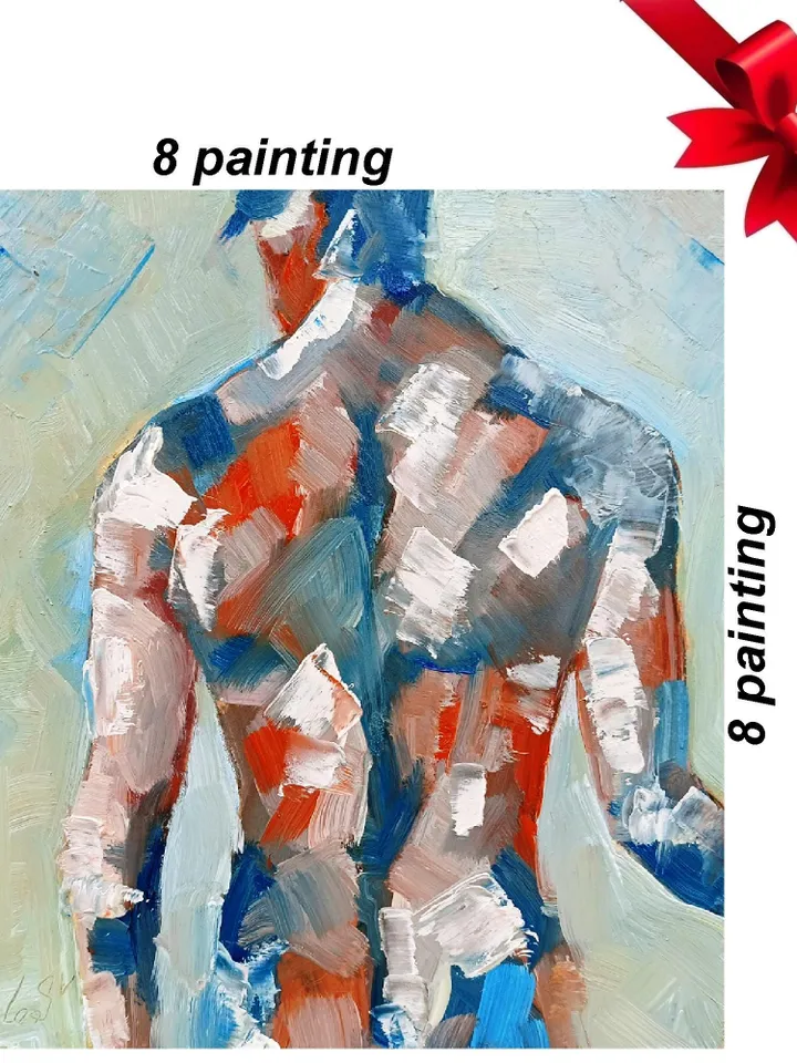 Gay Body Painting Male Original Art Men Abstract Wall Art 8x8 Gay Wall Decor Gifts for Him Personalized Gifts by ArtProkopaloSv
