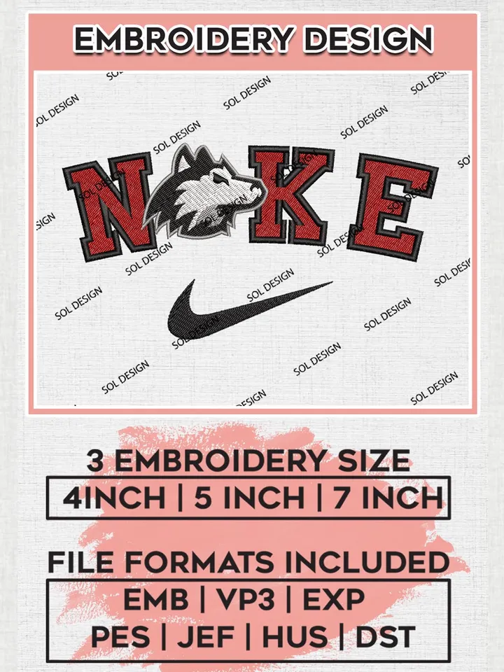Nike Northern Illinois Huskies Machine Embroidery Design, NCAA Northern Illinois Huskies Embroidery Design Design files, NCAA Embroidery Designs, NCAA Machine Embroidery Designs, Digital Download