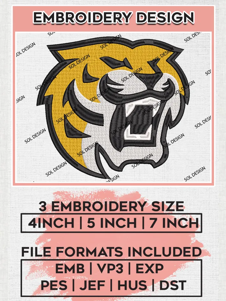Colorado College Tigers Team Head Mascot Logo Embroidery Design Files, NCAA Colorado College Tigers Machine Embroidery, NCAA Teams, 3 sizes, NCAA Machine embroidery designs, Digital Download