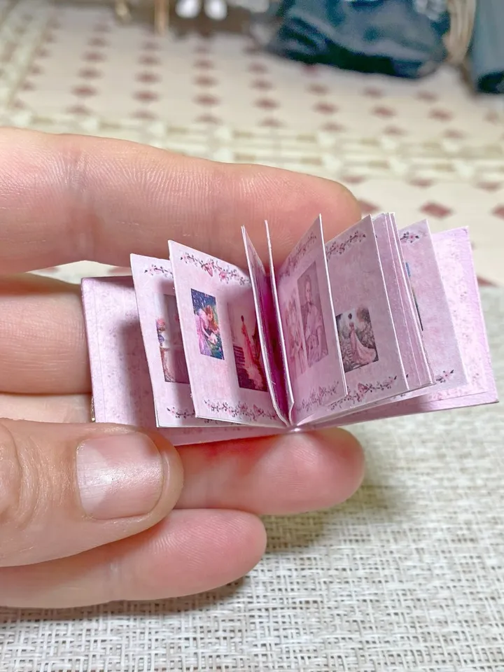 Photo album for a doll. Dollhouse miniature. 1:12. Handmade. Vintage photo album.