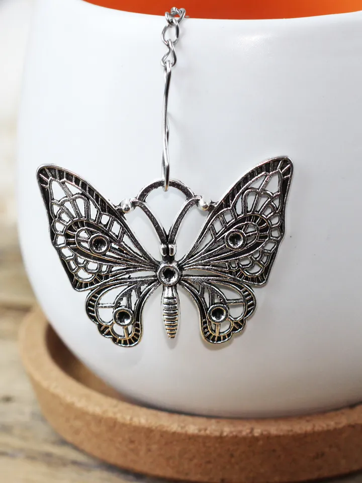 Butterfly tea ball infuser for herbal tea, Tea infuser charm, Tea Strainer insect pendant
