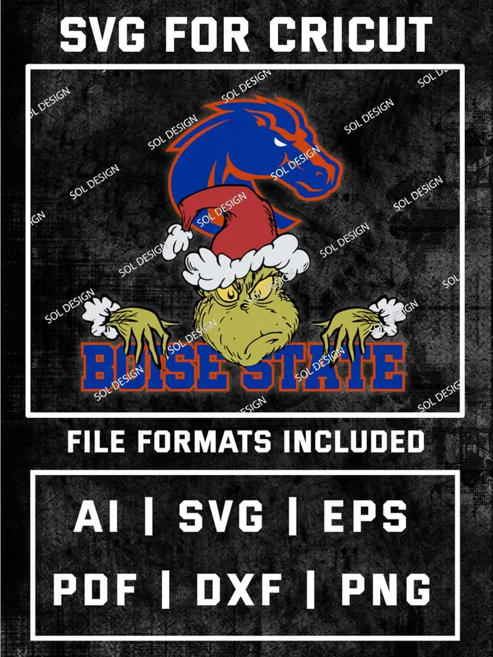 Grinch Boise State Broncos SVG, NCAA SVG Design, NCAA Boise State Broncos SVG, NCAA Broncos Cricut, Christmas Svg, Grinch svg, Digital Download