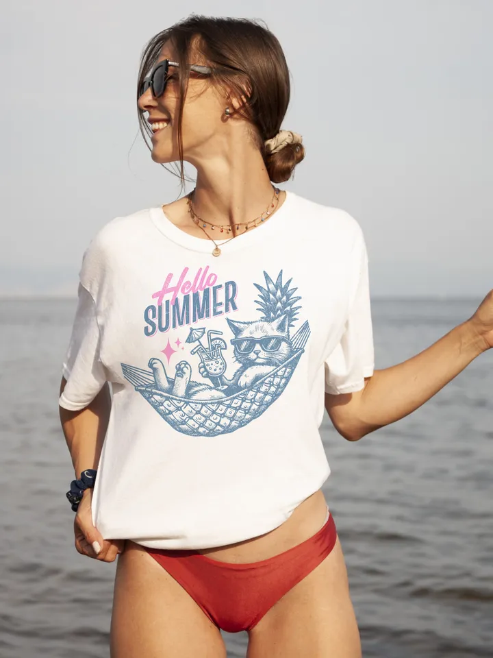 Hello Summer png,Retro summer png,Summer Vibes,Trendy Summer Png,Beach png,Beach vibes png, Funny Cat Summer,Funny Sarcastic png