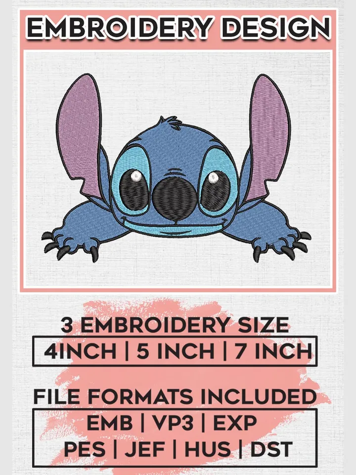 Disney Stitch Embroidery Designs, Lilo & Stitch Embroidery, Disney Embroidery Files, Machine embroidery Files, Digital Download EMB_CARTOON_113