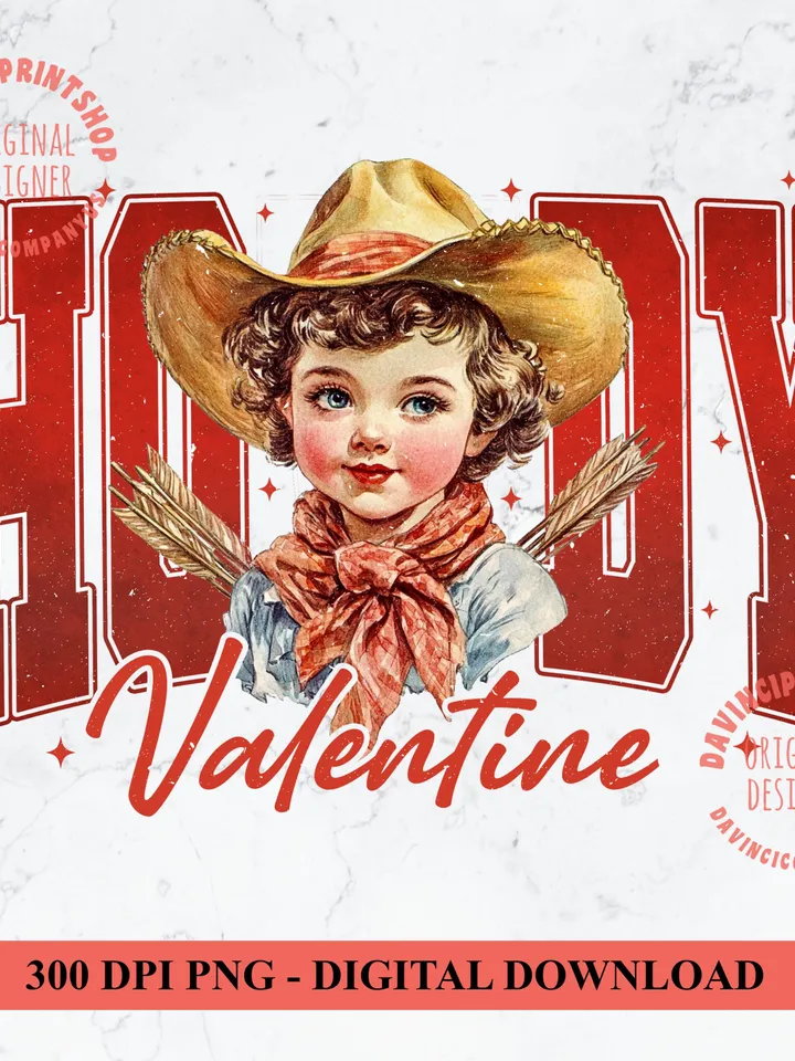 Howdy Valentine PNG, Cupid Valentines png, Western Valentines png, Retro Valentine png, Valentines png, Cupid png, Western png, Cowgirl png