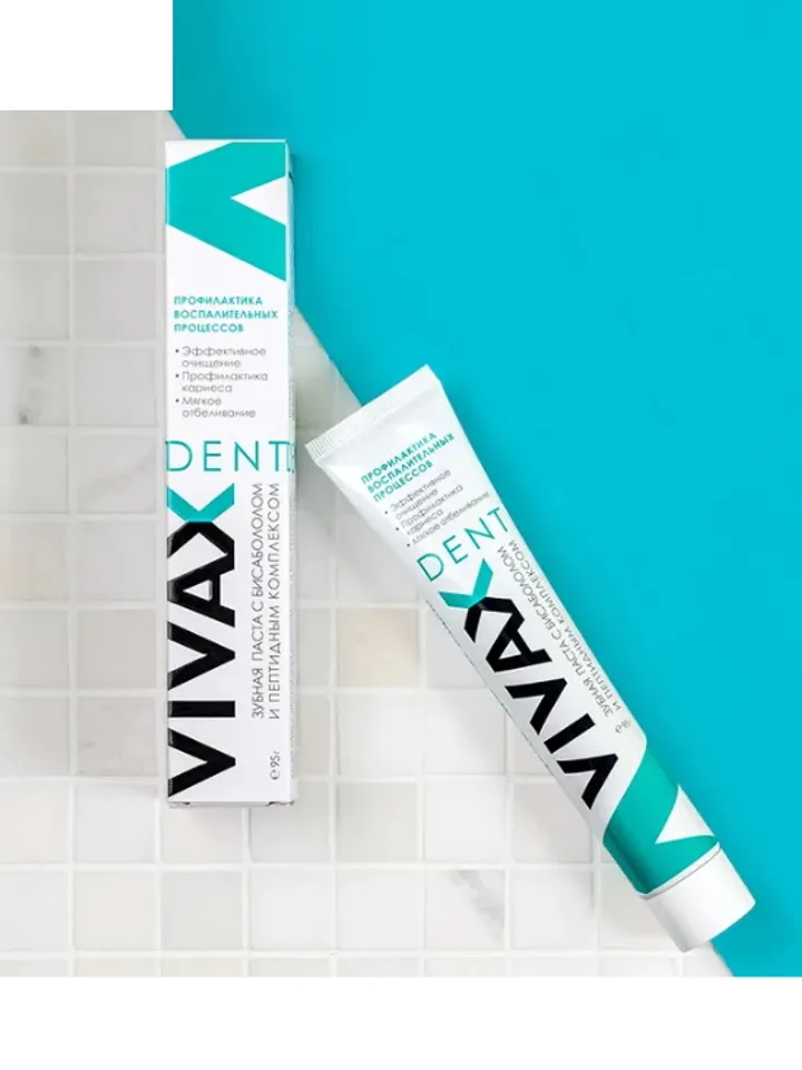 [ 2 PCs] VIVAX DENT Toothpaste with active peptide complex and Bisabolol