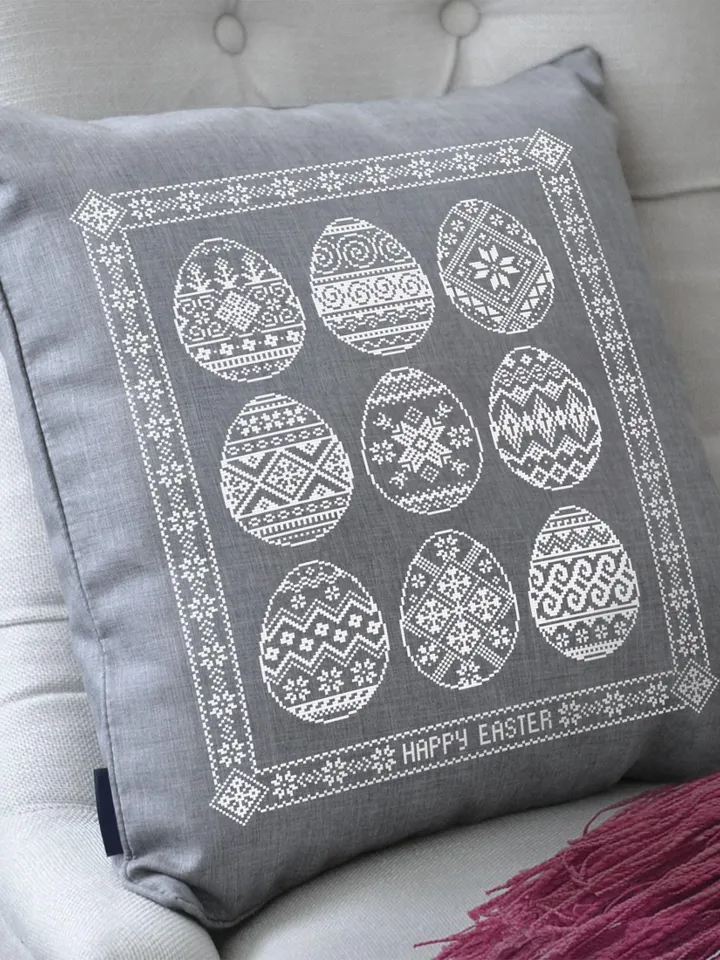 Easter eggs cross stitch pattern PDF download Monochrome sampler cross stitch chart, Easter pattern digital PDF, Egg ornament folk #T43