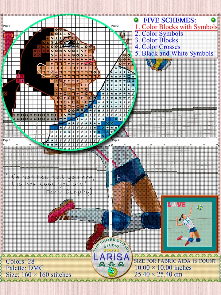 Volleyball Cross Stitch Pattern | Volleyball player