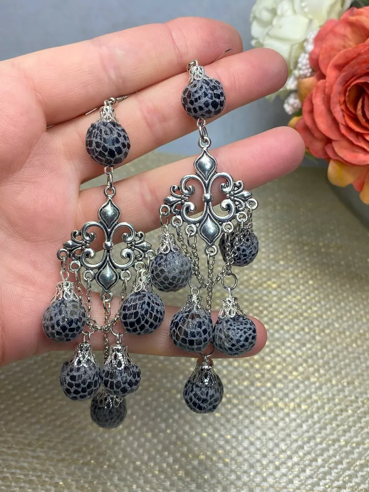 Vintage handmade earrings. Handmade jewelry.