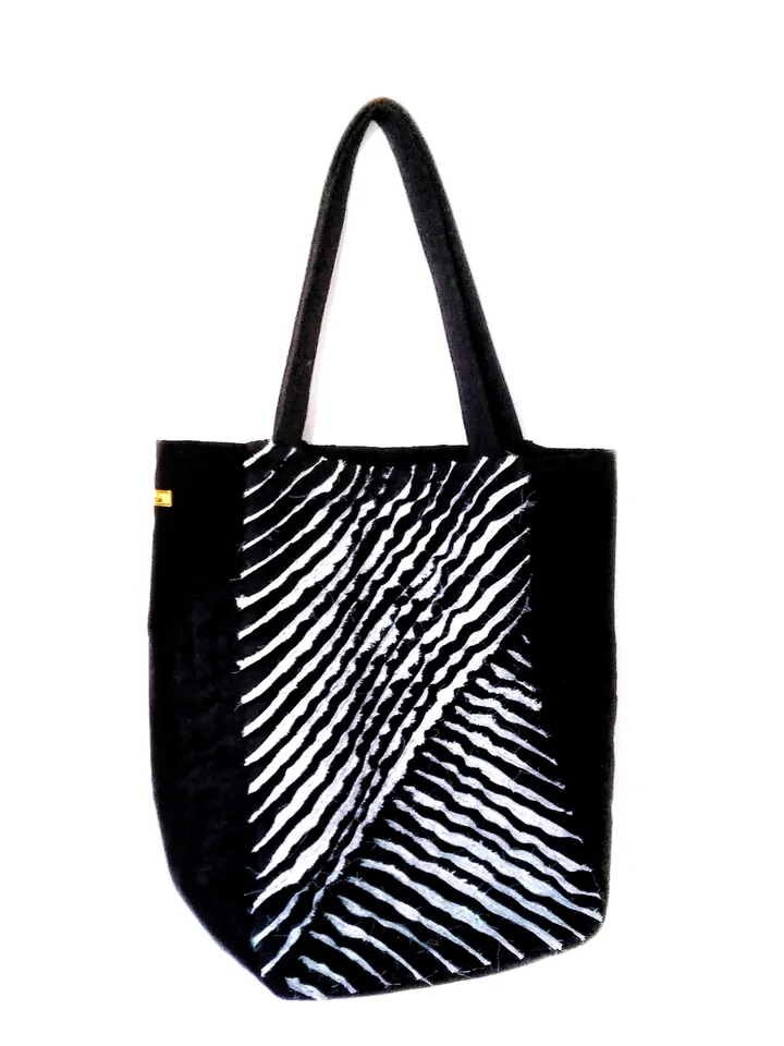 Handmade Black Tote Bags for Women: Large Fabric Unique Embroidered Boho Style Bags - Design and Quality Craftsmanship. FREE SHIPPING!