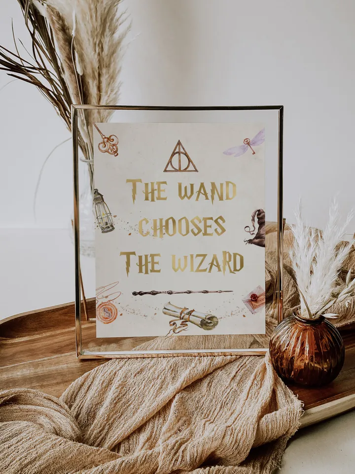 the WAND CHOOSES the WIZARD; Wizard Baby Shower; Magic School Baby Shower template; Instant Download; wh1