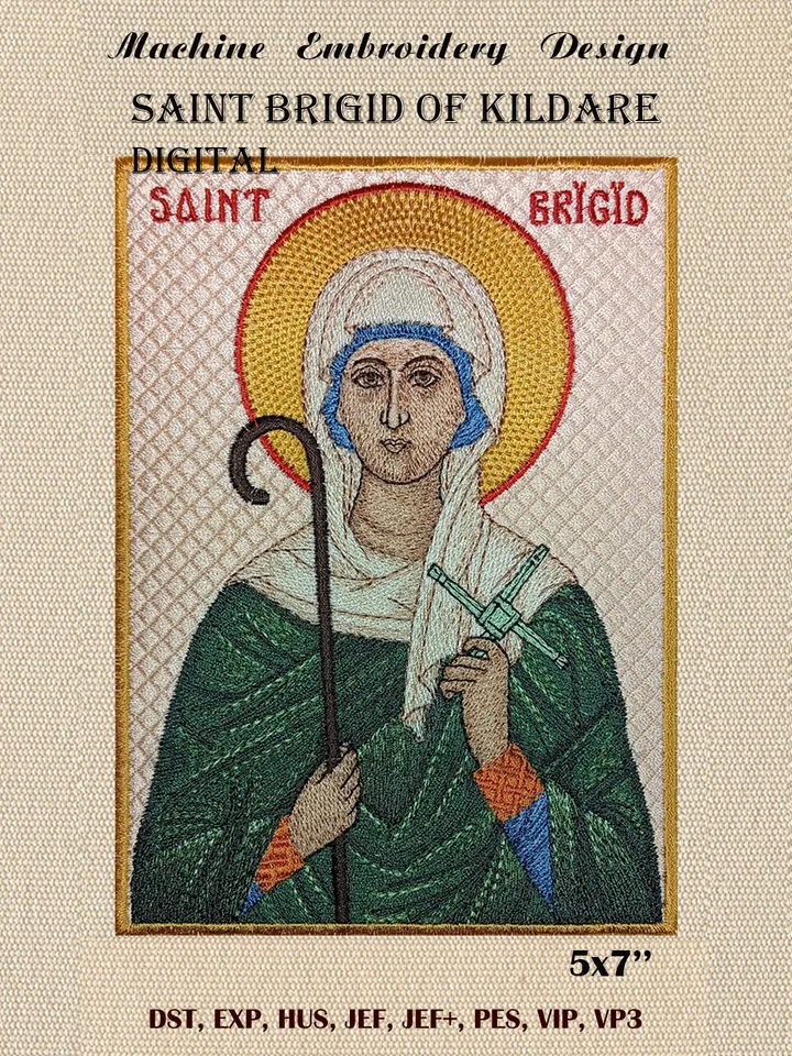 Saint Brigid of Kildare embroidery design