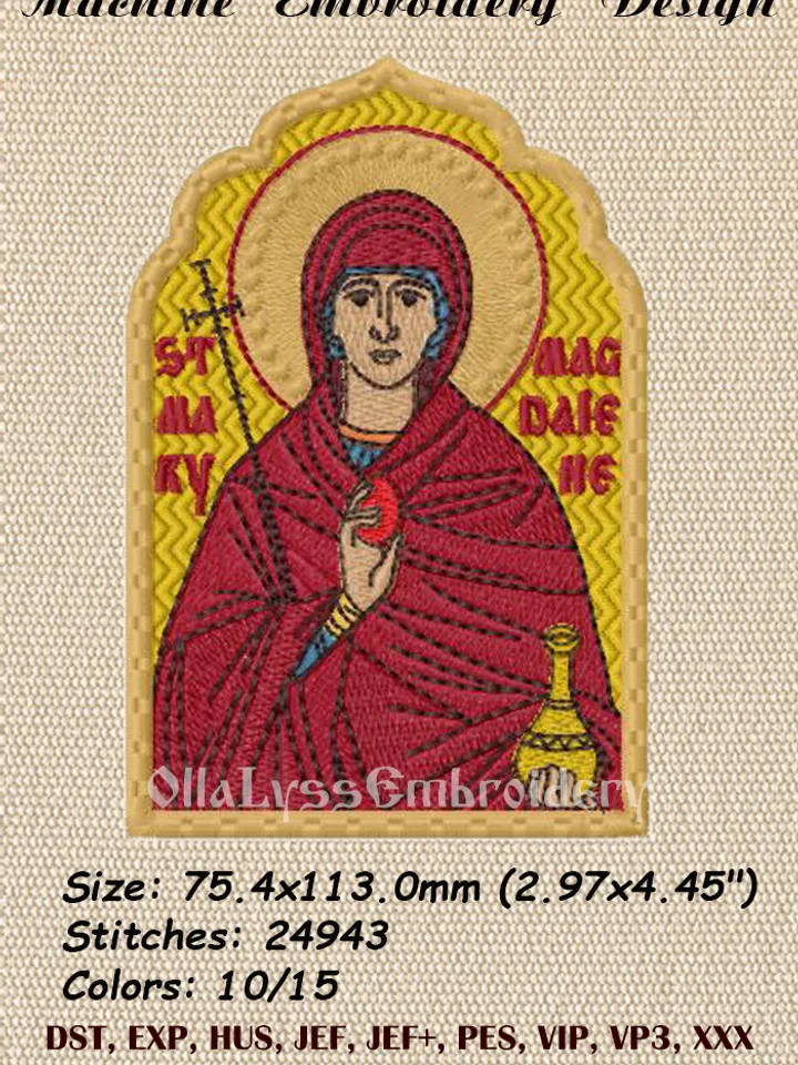 Saint Mary Magdalene machine embroidery design