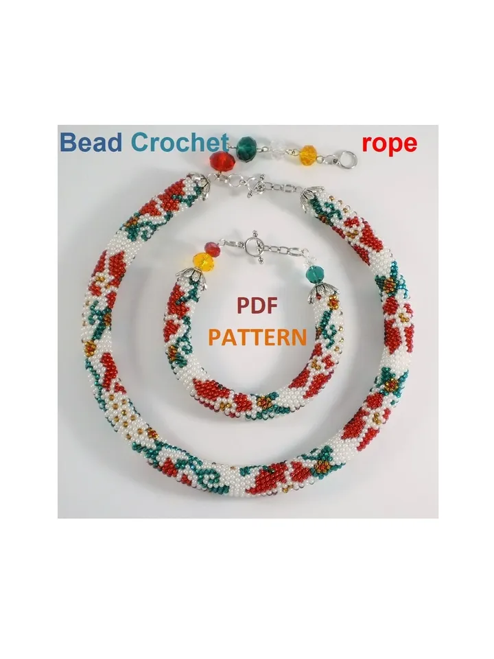 Bead Crochet rope pattern "Moldoveanca" necklace and bracelet Instant Download