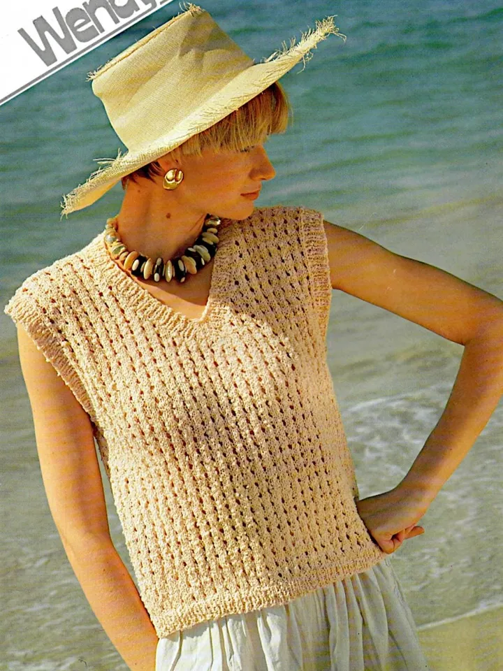 Top knitting pattern lace top sleeveless sweater jumper summer top knitting pattern