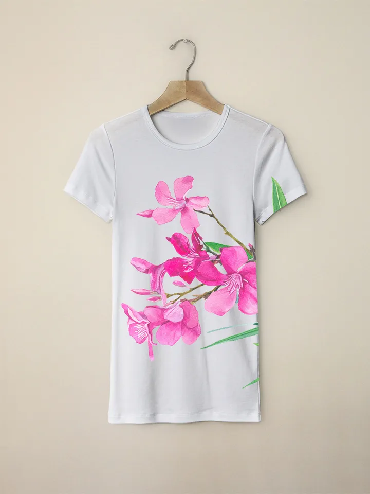 Oleander flowers on a white background Watercolor botanical Clipart Poster Design