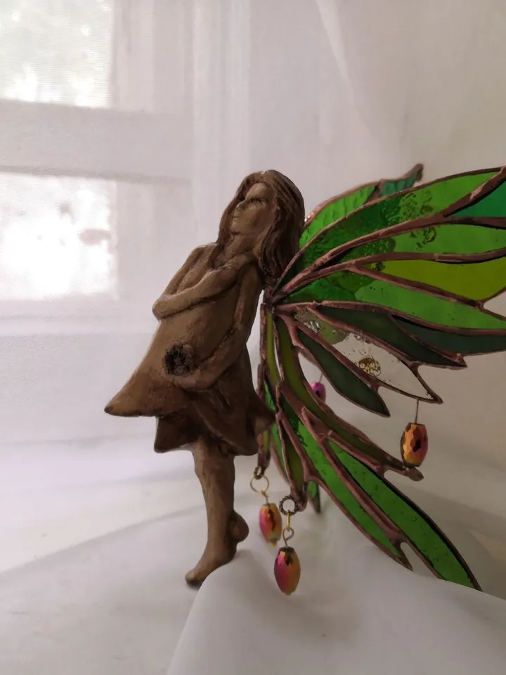 Stained Glass: Fairies Kateryna and Irina (Complex), Stained Glass Fairies, Stained Glass Fairy, Tiffany Stained Glass: Fairy Branch, Fairy Tale Stained Glass