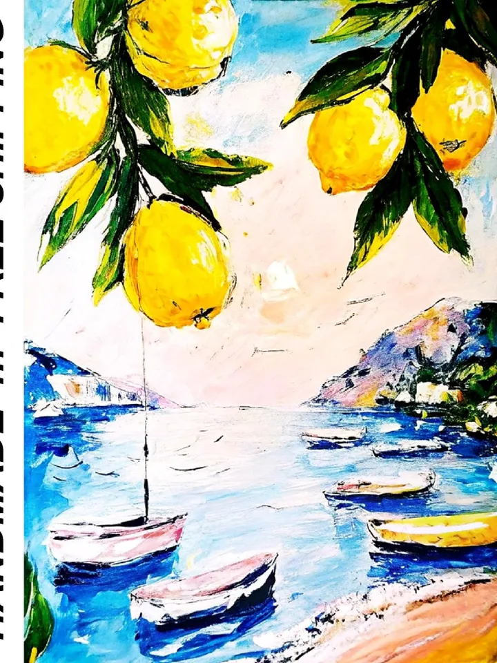 Lemon Tree Painting Courtyard Original Art Impasto Oil Painting Italian Landscape mall Art Unique Original Oil Painting Modern Art 7x5