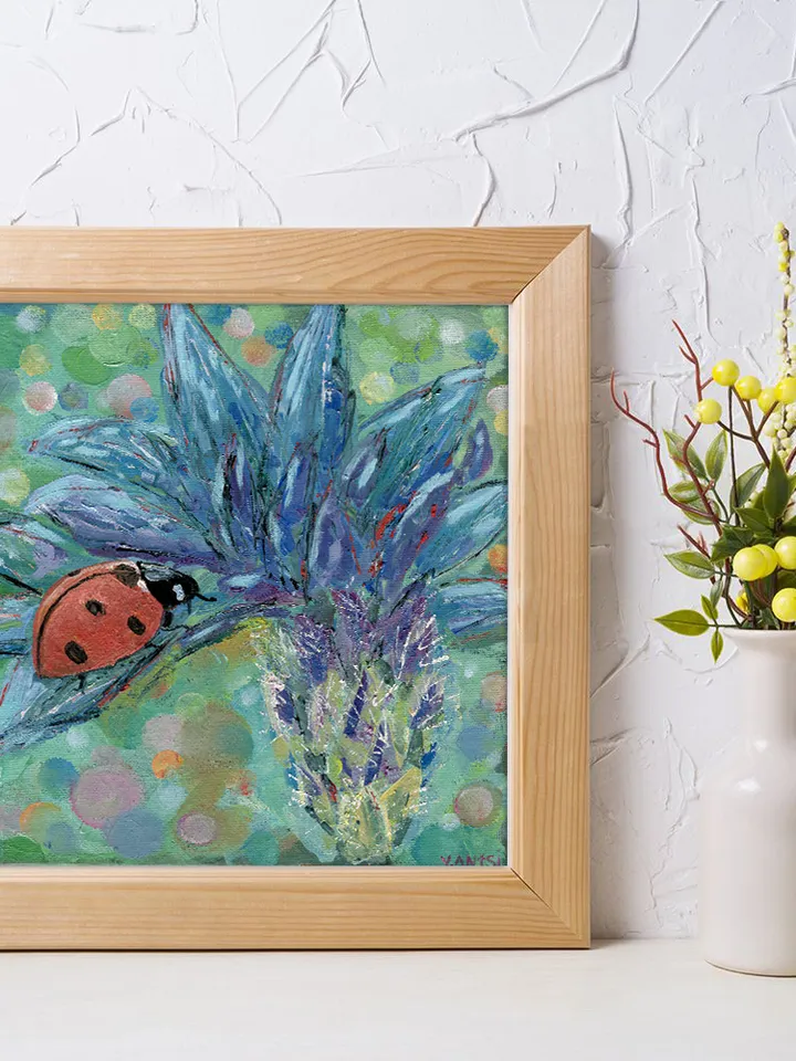 Painting flowers with a Ladybug