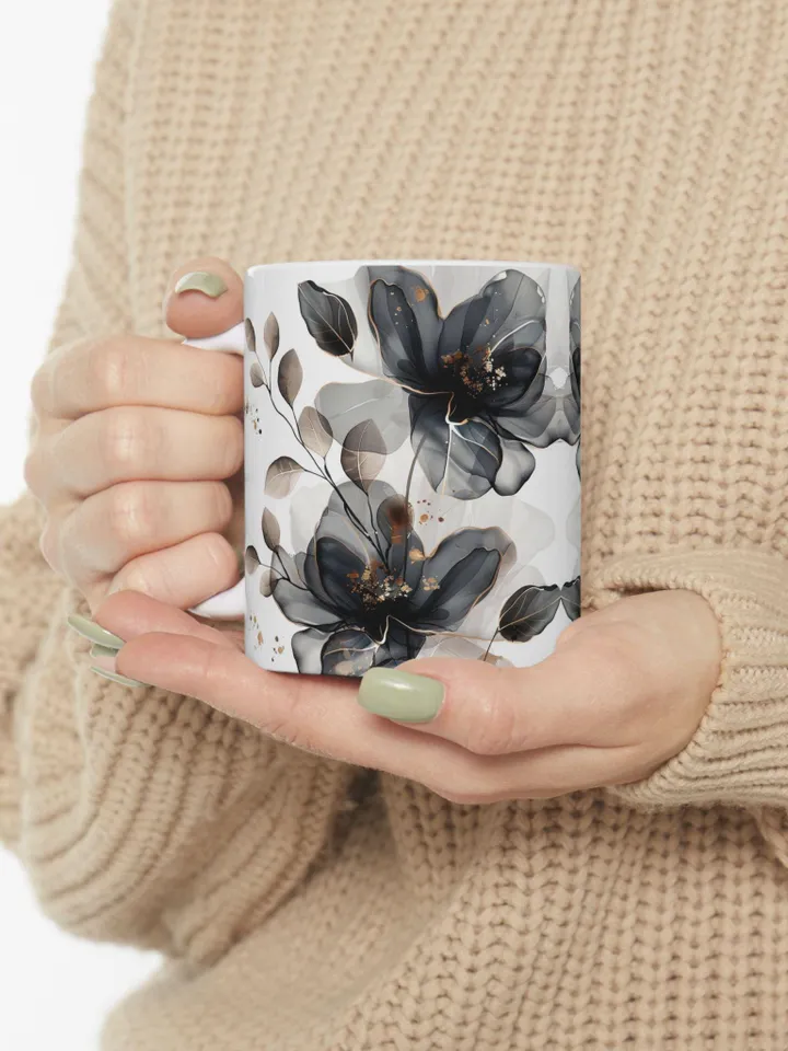 Ceramic Floral Mug, Coffee Lover Gift, Home Decor, Tea Cup, Chic Kitchen Accessory, Mother's Day Gift