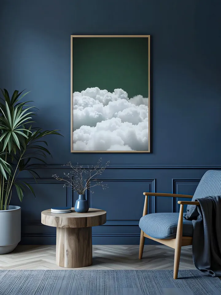 Emerald Green Cloud Wall Art Print, Bedroom Wall Decor Over the Bed Art, Above Bed Decor, Bedroom Decor, Abstract, Minimalist, Dark Green