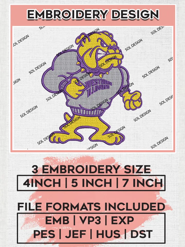 NCAA Western Illinois Leathernecks Team Funny Mascot Logo Embroidery Design Files, NCAA Western Illinois Leathernecks Machine Embroidery, NCAA Teams, 3 sizes, NCAA Machine embroidery designs, Digital Download