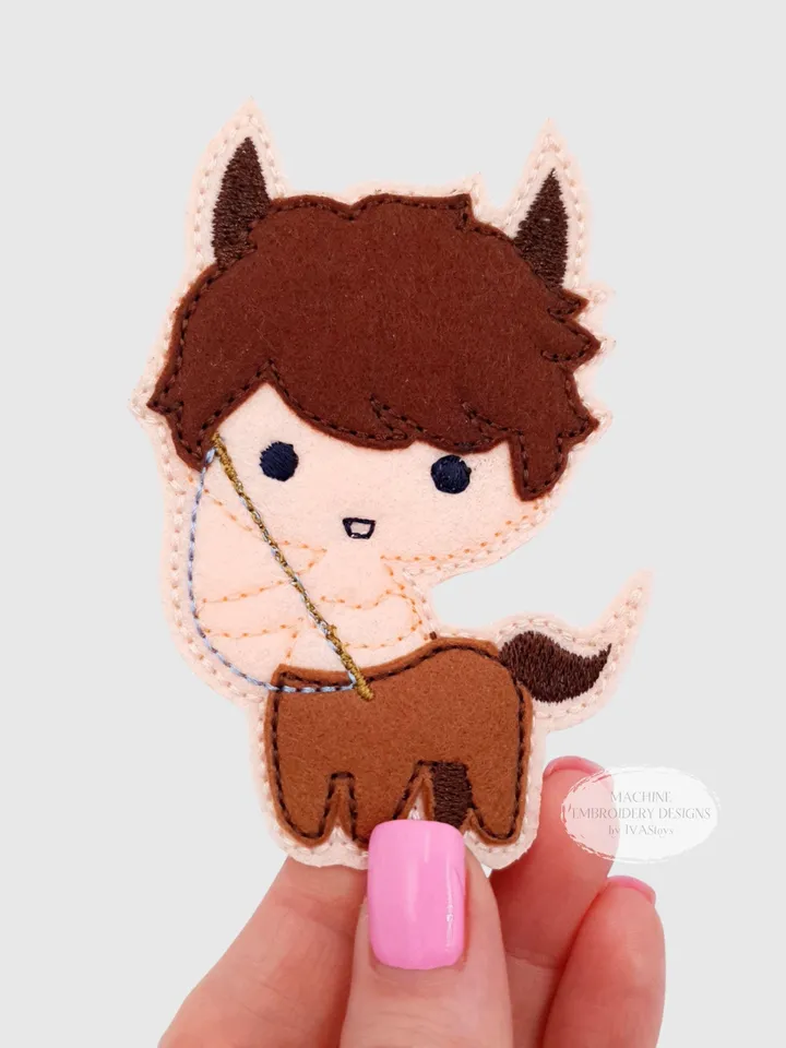 ITH Sagittarius Zodiac Finger Puppet & Bag Embroidery Design, Centaur Archer Toy, 4x4 Hoop Christmas Ornament